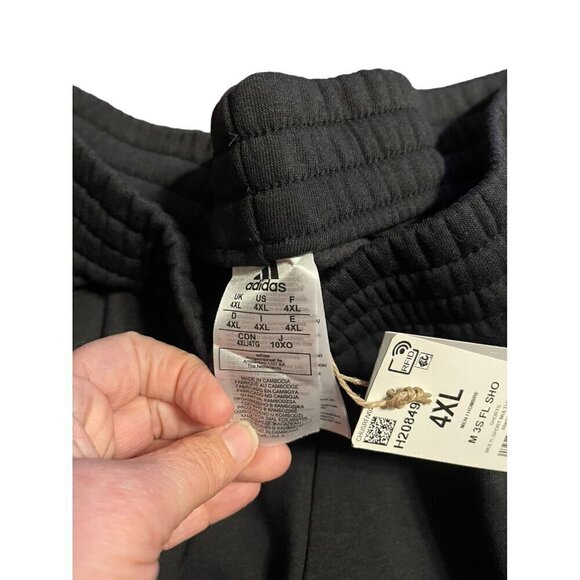 adidas Shorts Mens 4XL Black Classic Pull On 3 Stripes Drawstring Workout Gym - Picture 3 of 4